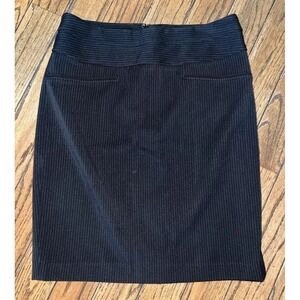 Vivienne -Vivienne Tam Black Gray Pinstriped Pencil Skirt Size 6 Back Zip & Slit
